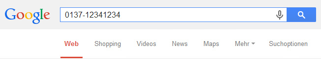Telefonnummer suchen bei Google